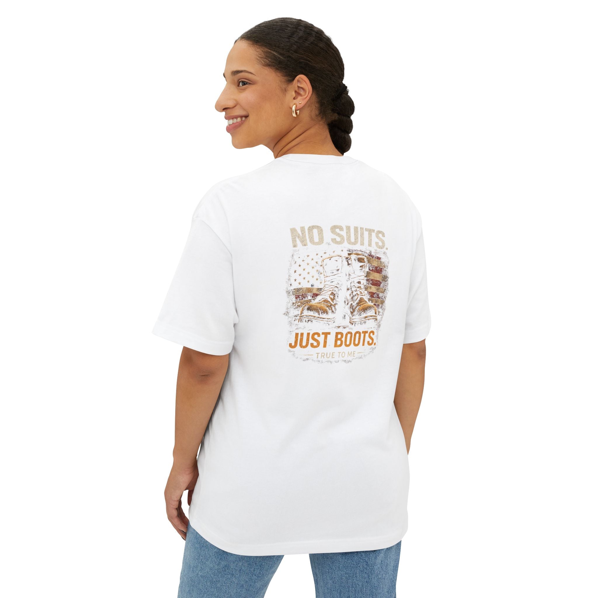 No Suits Just Boots Oversized Tee — Casual Western Graphic T‑Shirt